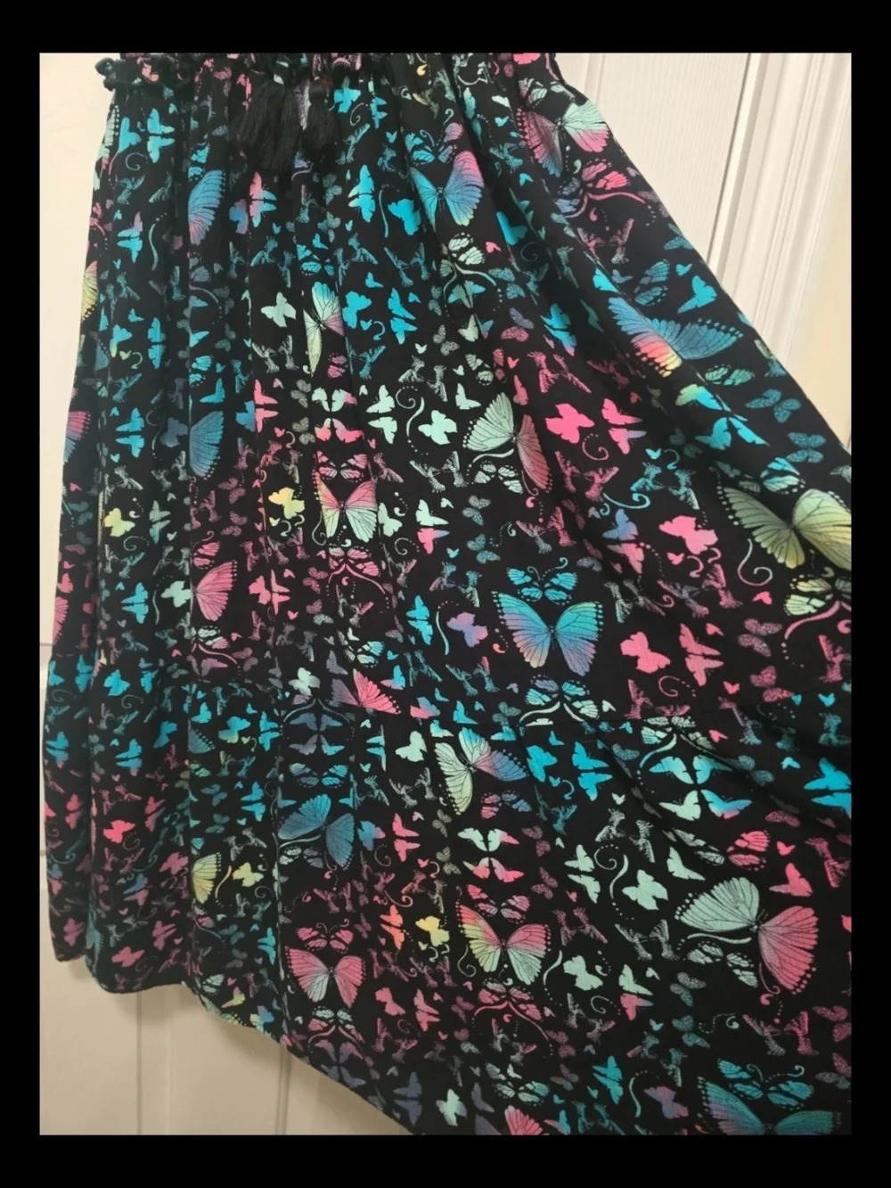 Justice Black Maxi Dress with Multicolor Butterfly Print
